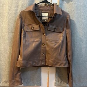 Bagatelle Faux Leather cropped jacket, light brown, size small